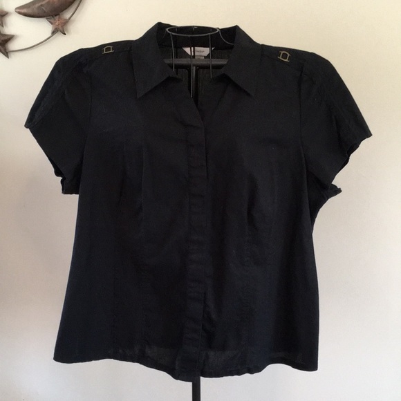 CJ Banks Tops - 100% cotton black button down blouse 1X